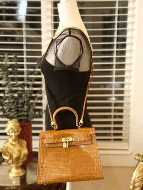 Cordae Tan Crocodile-Embossed Women's Bag